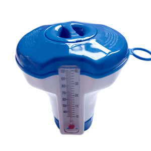 Zwembad Chloordrijver met Thermometer – Voor 20 gram Mini Chloortabletten – Regelbare Dosering – Voor Zwembad, Spa & Jacuzzi
