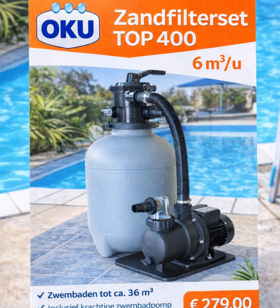 Zandfilterset TOP 400 – 6 m³/u Zwembadpomp incl. Haarvanger